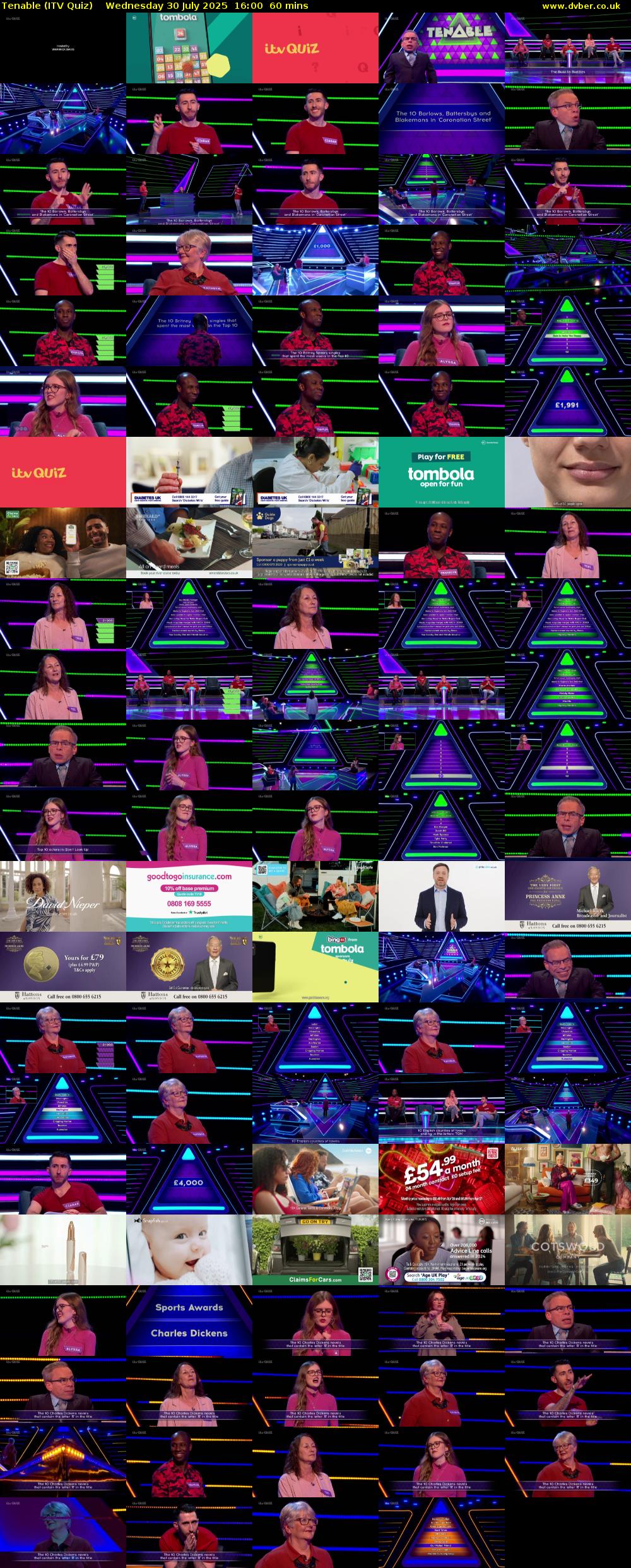 Tenable (ITV Quiz) Wednesday 30 July 2025 16:00 - 17:00