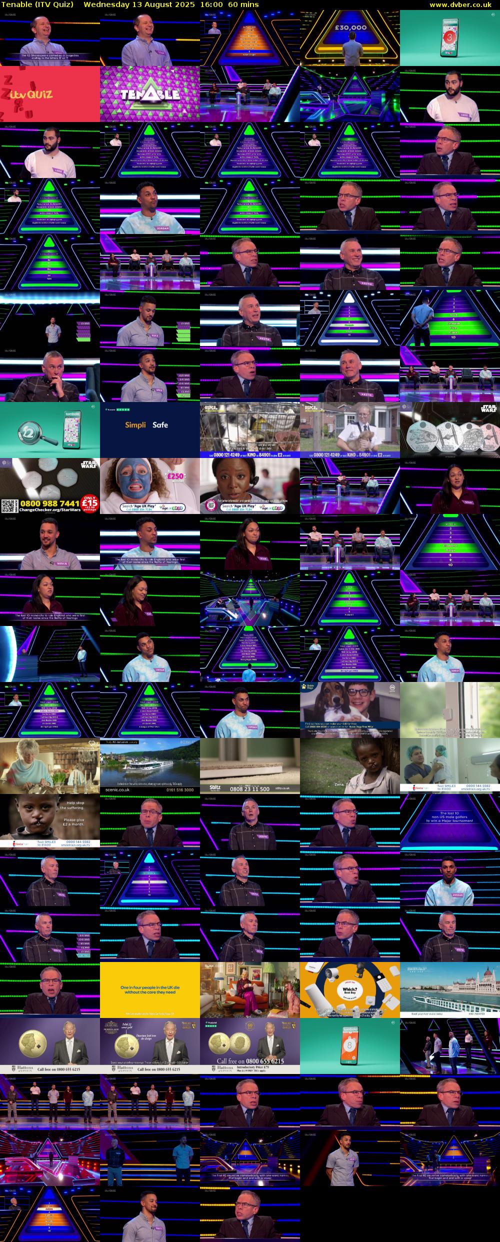 Tenable (ITV Quiz) Wednesday 13 August 2025 16:00 - 17:00