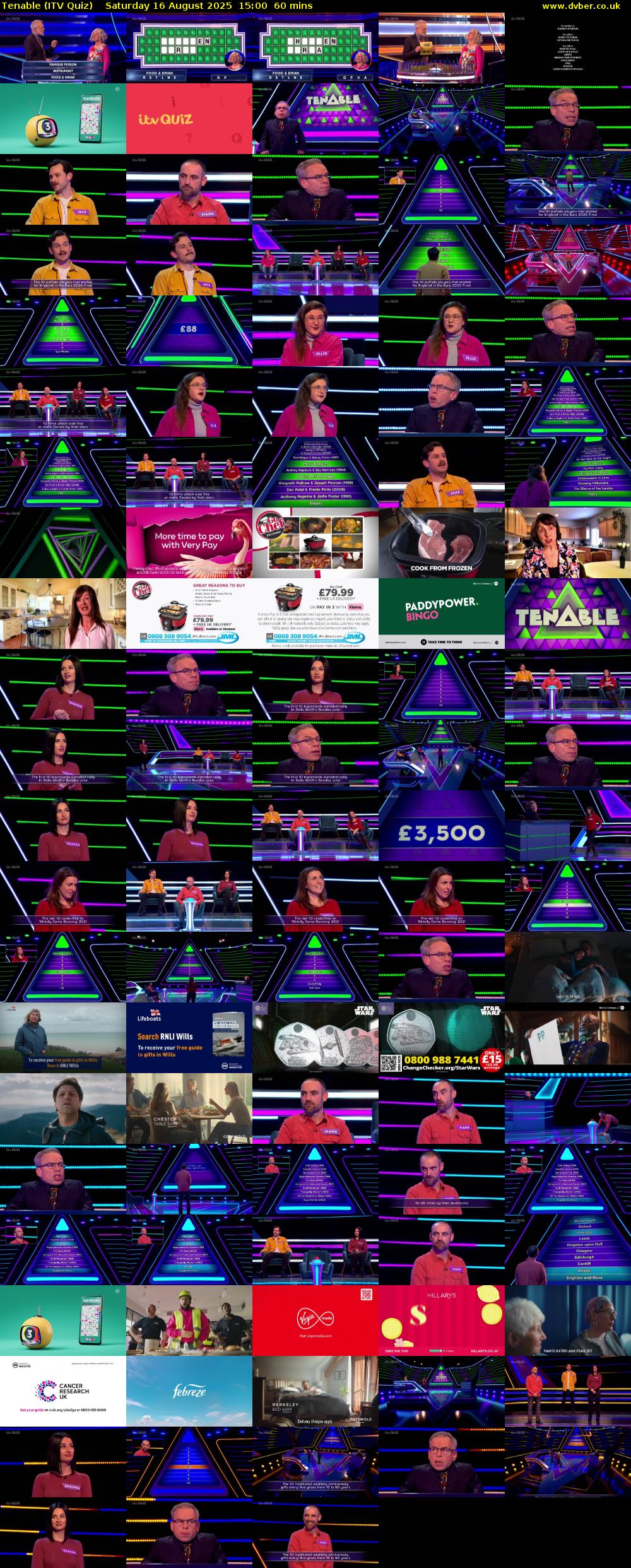 Tenable (ITV Quiz) Saturday 16 August 2025 15:00 - 16:00