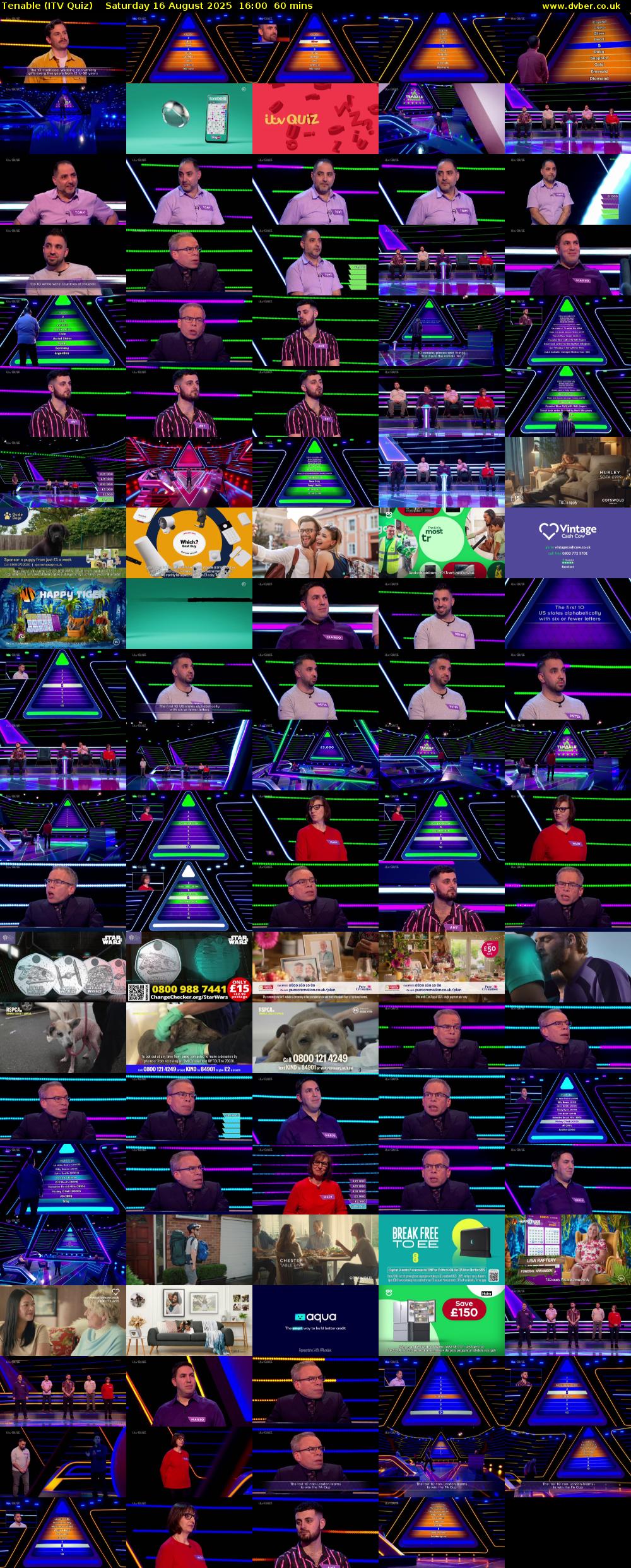 Tenable (ITV Quiz) Saturday 16 August 2025 16:00 - 17:00