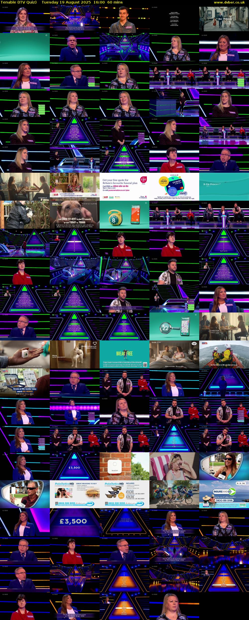 Tenable (ITV Quiz) Tuesday 19 August 2025 16:00 - 17:00