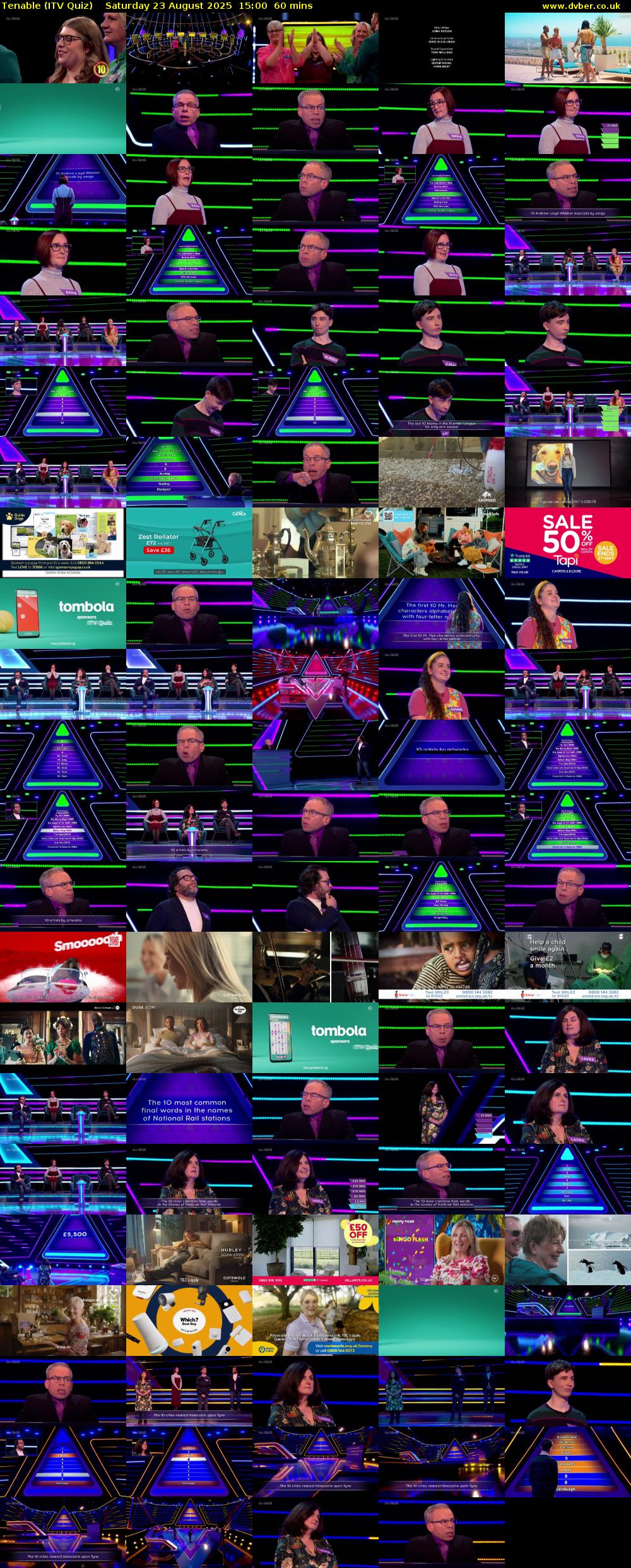 Tenable (ITV Quiz) Saturday 23 August 2025 15:00 - 16:00