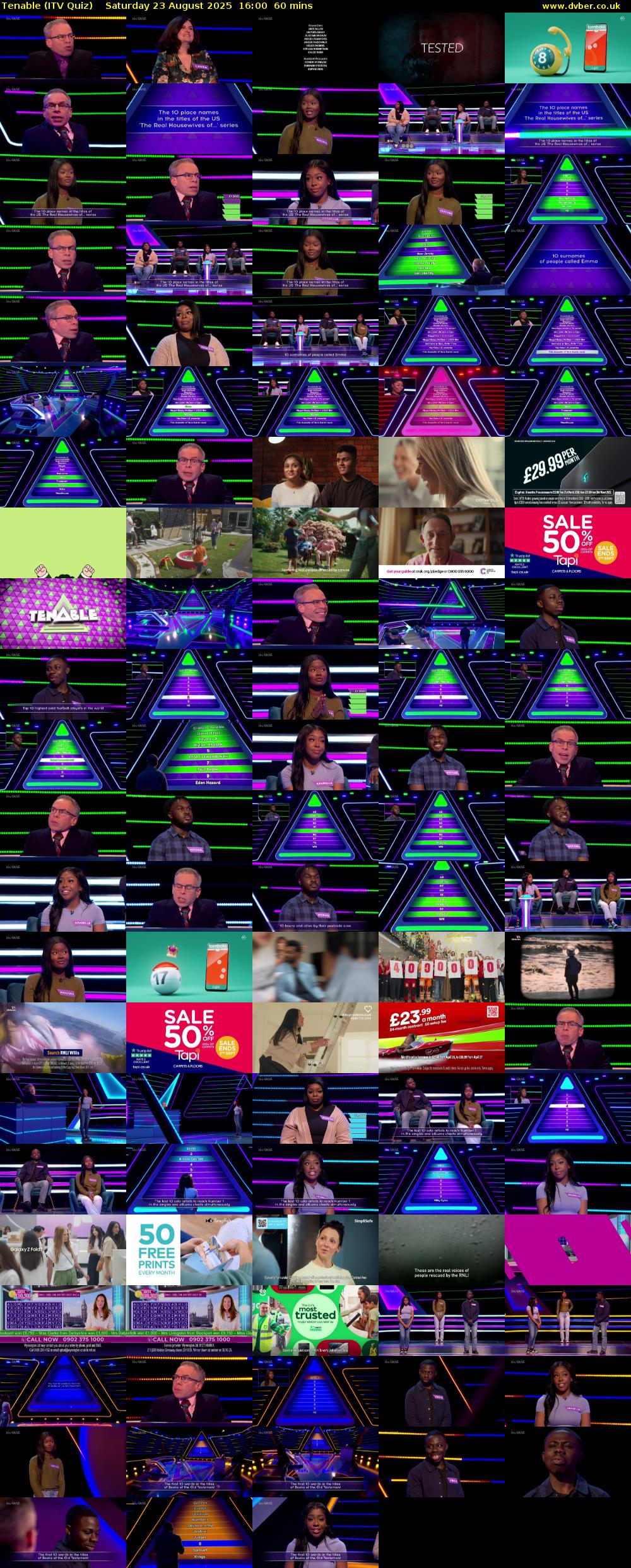 Tenable (ITV Quiz) Saturday 23 August 2025 16:00 - 17:00