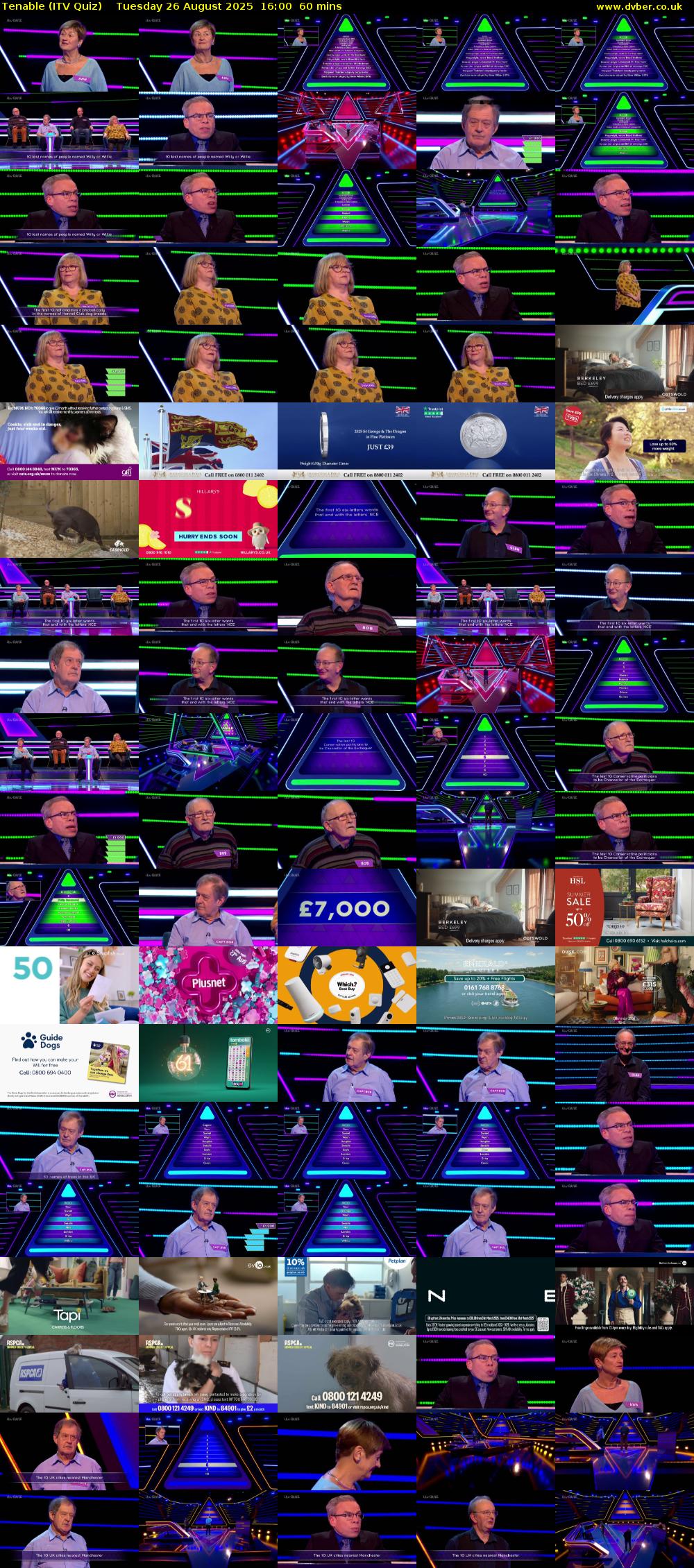 Tenable (ITV Quiz) Tuesday 26 August 2025 16:00 - 17:00