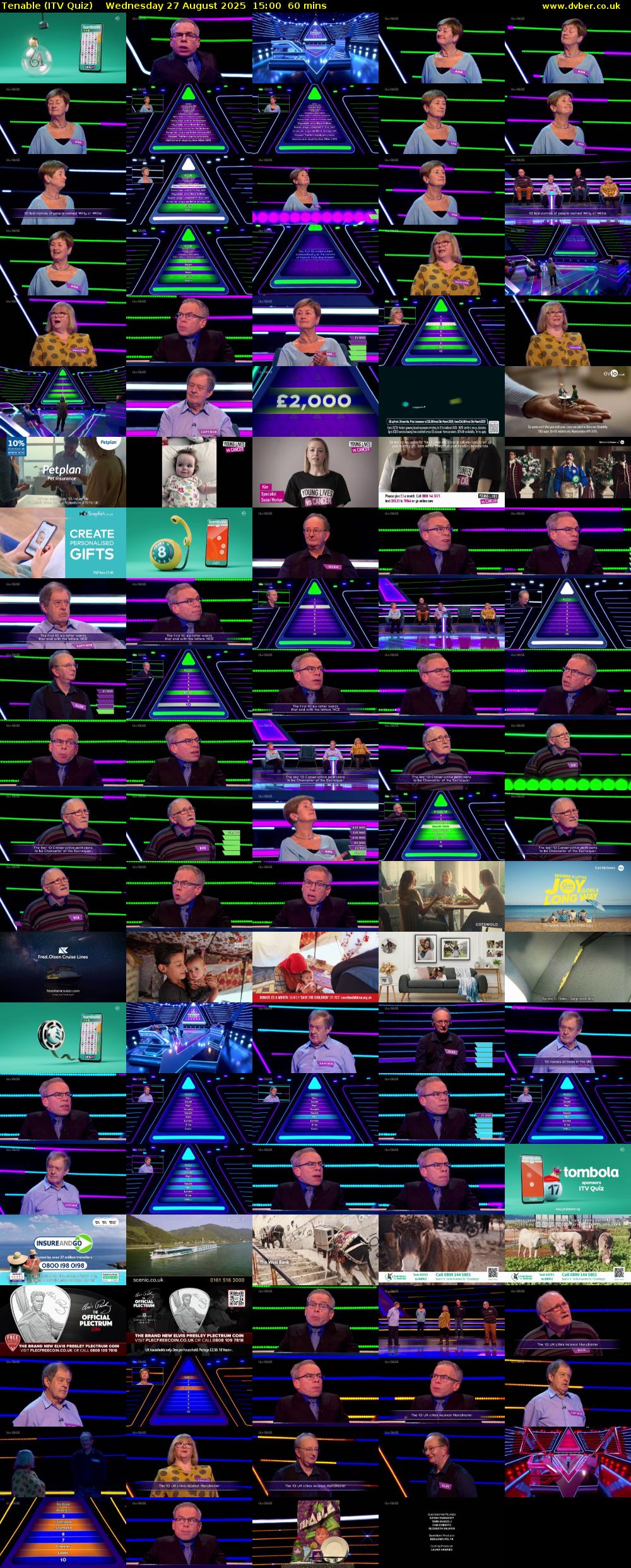 Tenable (ITV Quiz) Wednesday 27 August 2025 15:00 - 16:00