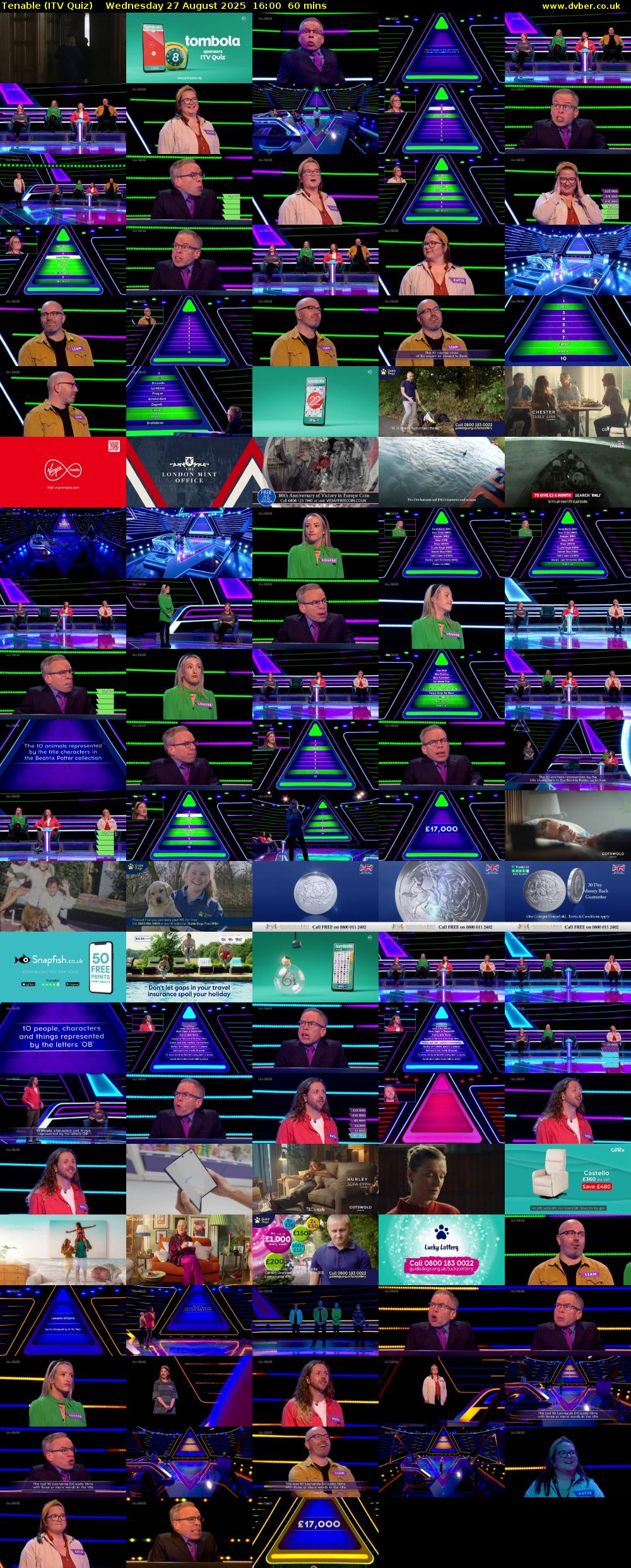 Tenable (ITV Quiz) Wednesday 27 August 2025 16:00 - 17:00