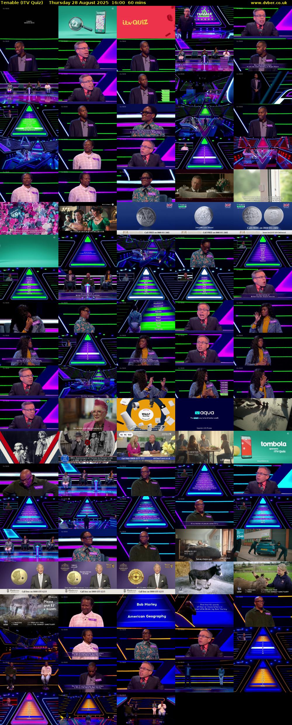 Tenable (ITV Quiz) Thursday 28 August 2025 16:00 - 17:00
