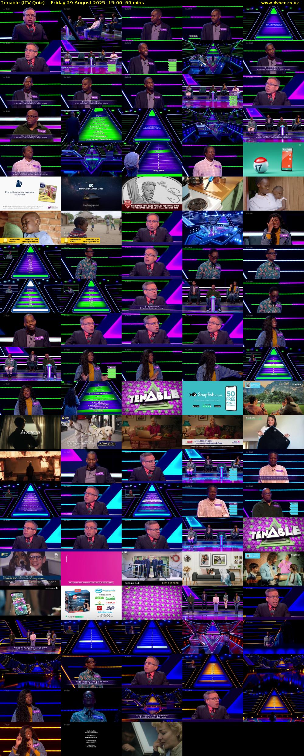 Tenable (ITV Quiz) Friday 29 August 2025 15:00 - 16:00