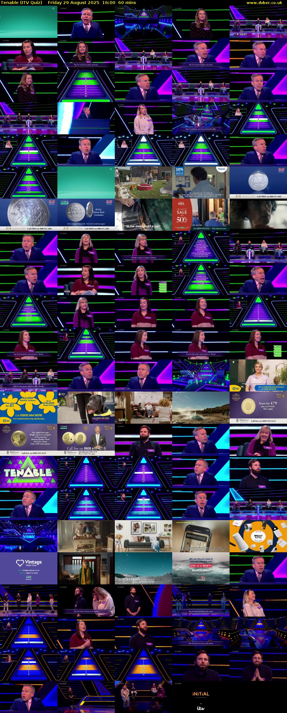 Tenable (ITV Quiz) Friday 29 August 2025 16:00 - 17:00