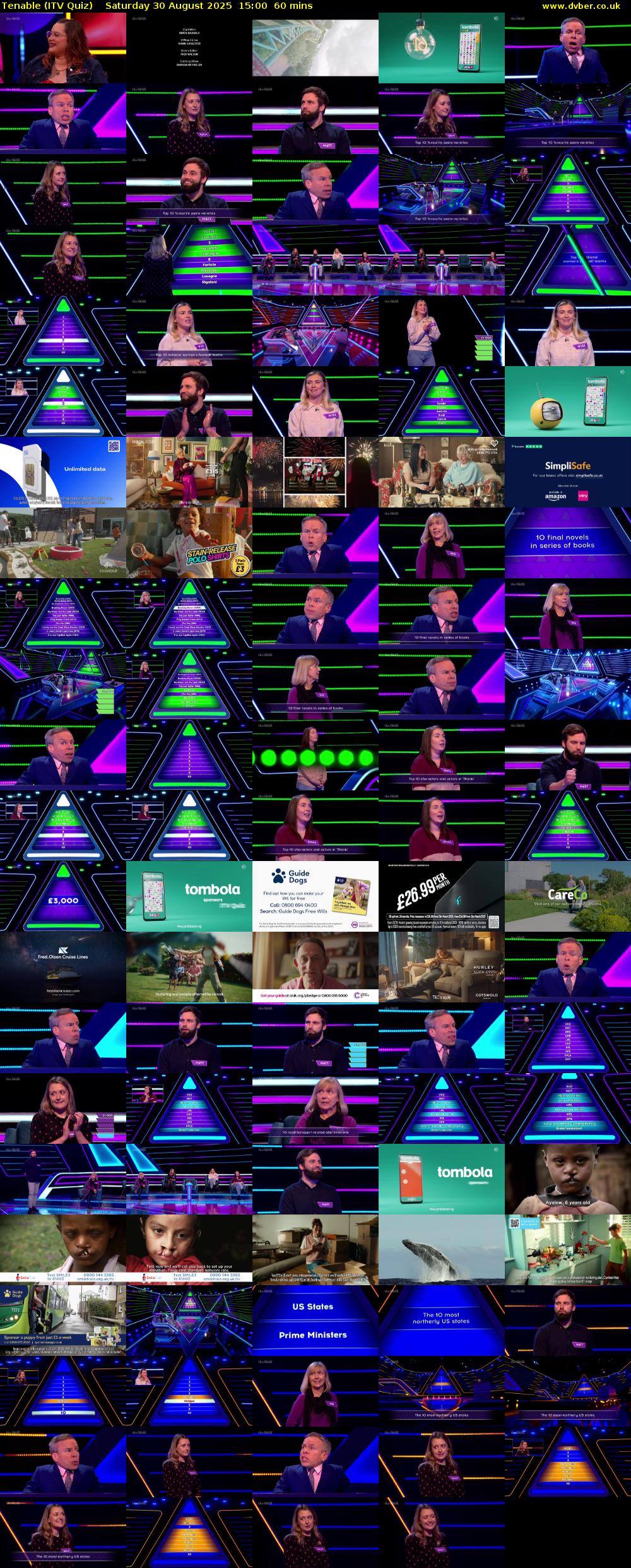 Tenable (ITV Quiz) Saturday 30 August 2025 15:00 - 16:00