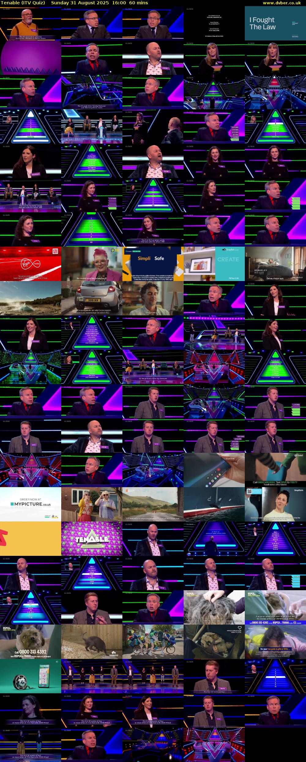 Tenable (ITV Quiz) Sunday 31 August 2025 16:00 - 17:00