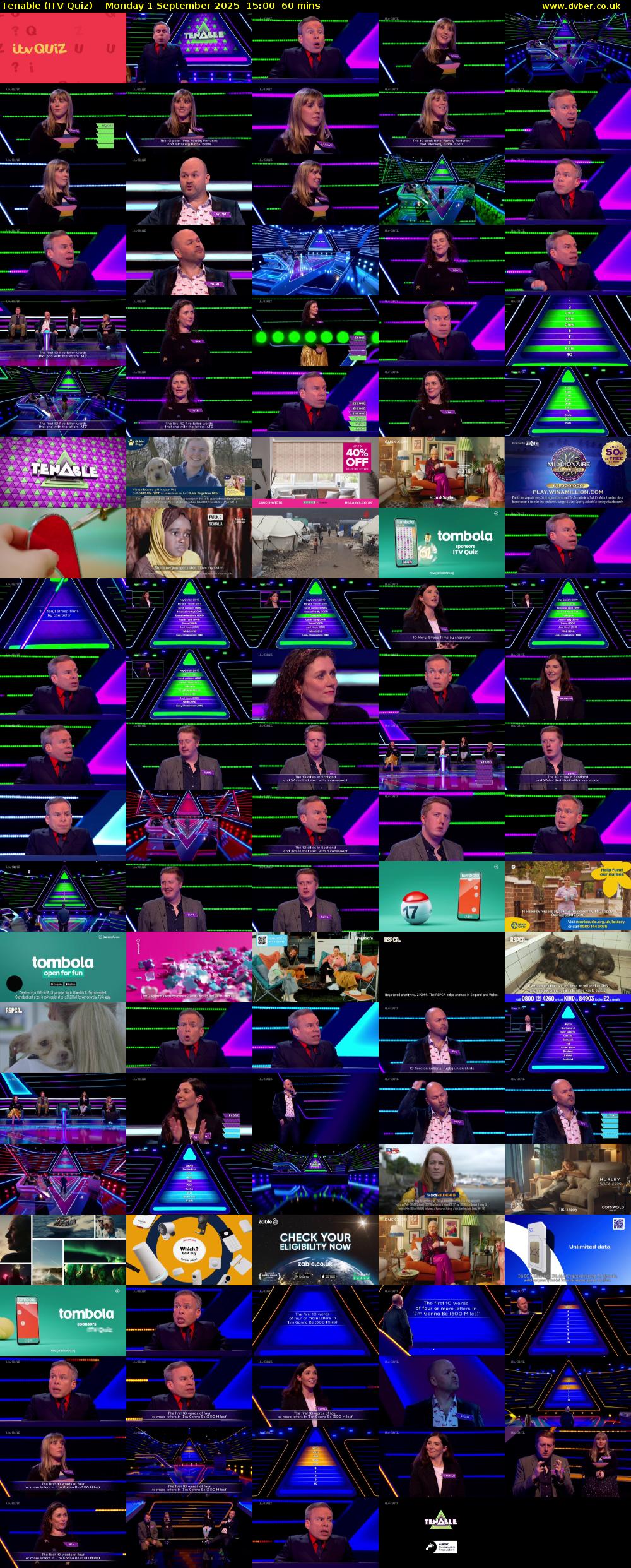 Tenable (ITV Quiz) Monday 1 September 2025 15:00 - 16:00