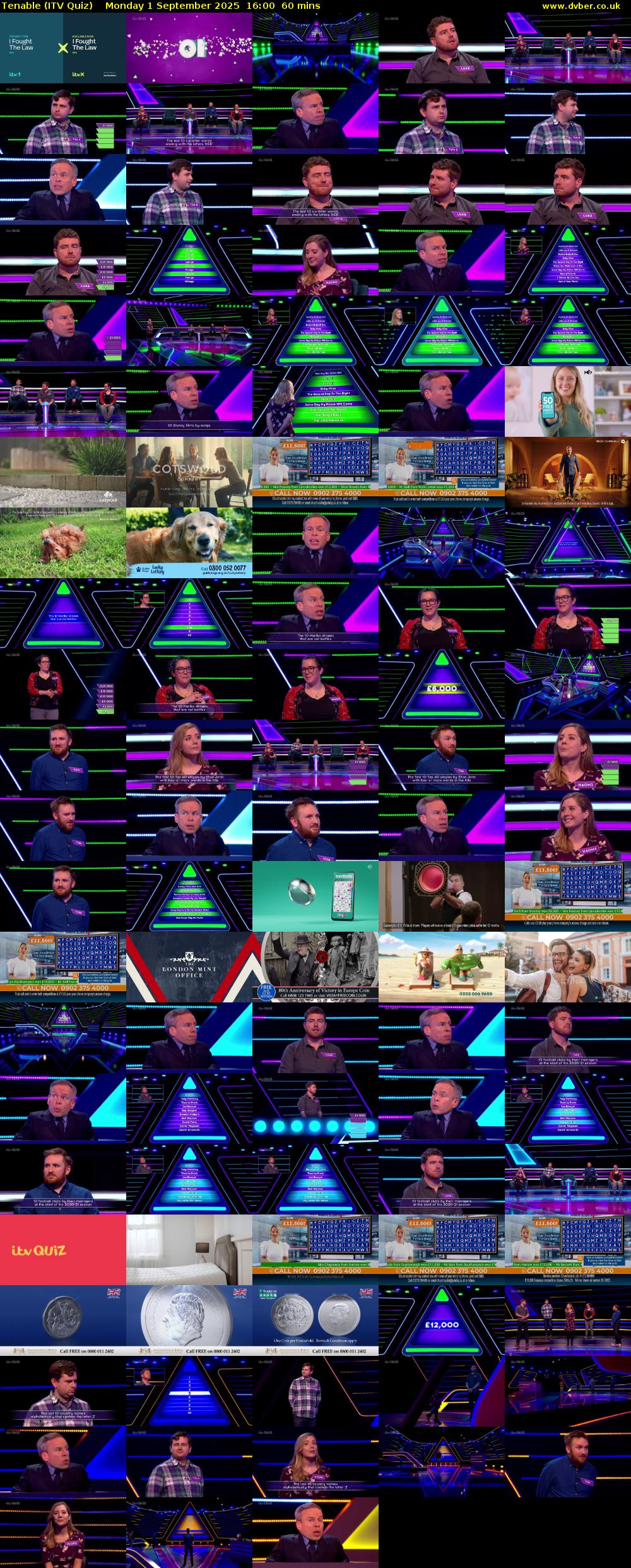 Tenable (ITV Quiz) Monday 1 September 2025 16:00 - 17:00