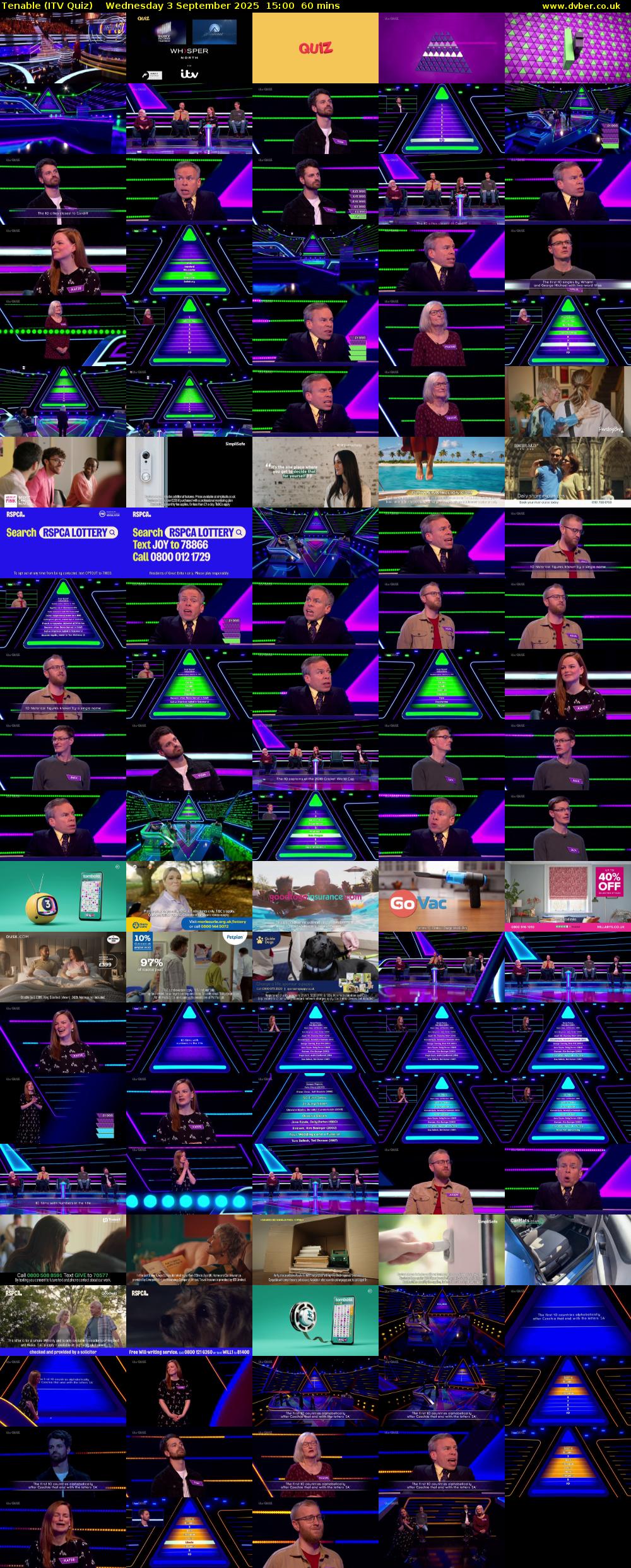 Tenable (ITV Quiz) Wednesday 3 September 2025 15:00 - 16:00