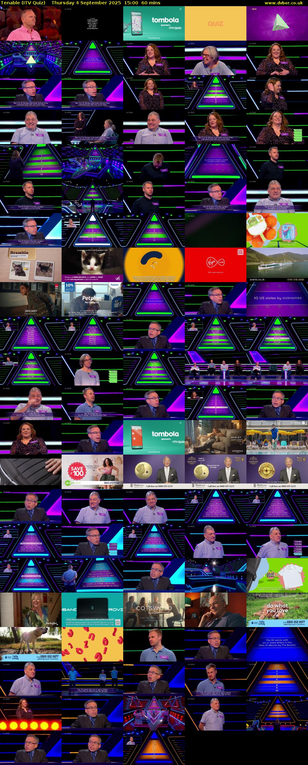 Tenable (ITV Quiz) Thursday 4 September 2025 15:00 - 16:00