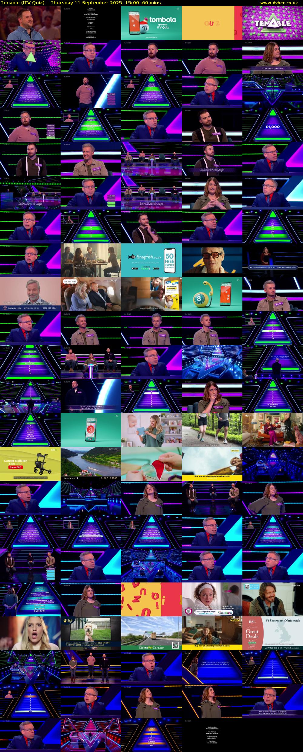Tenable (ITV Quiz) Thursday 11 September 2025 15:00 - 16:00