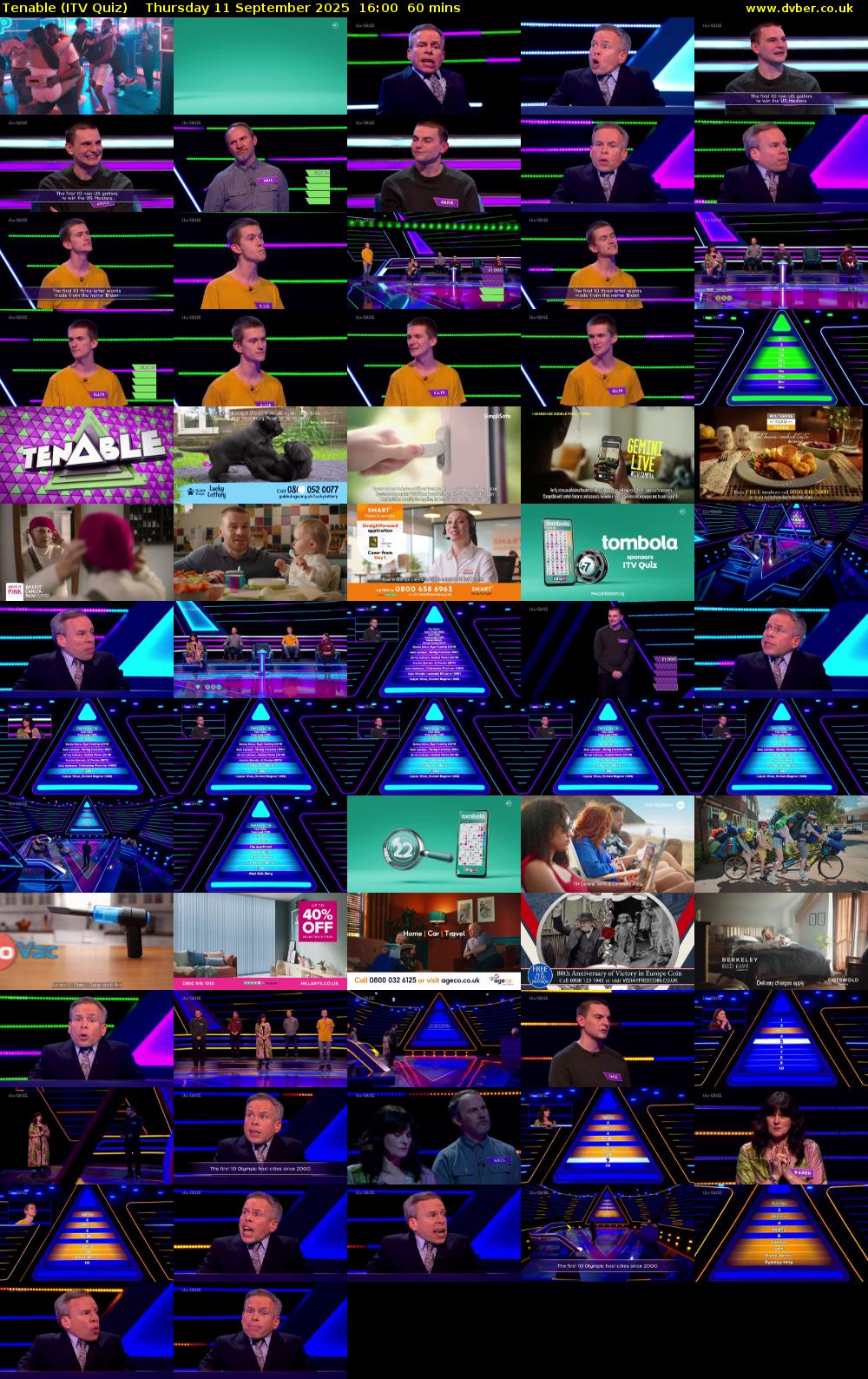 Tenable (ITV Quiz) Thursday 11 September 2025 16:00 - 17:00