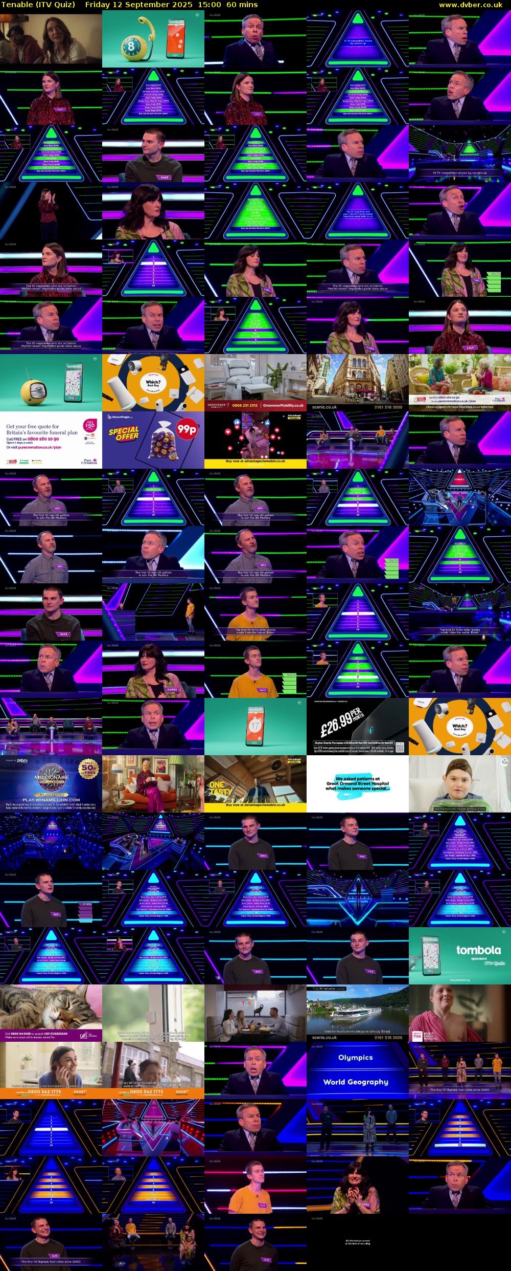 Tenable (ITV Quiz) Friday 12 September 2025 15:00 - 16:00