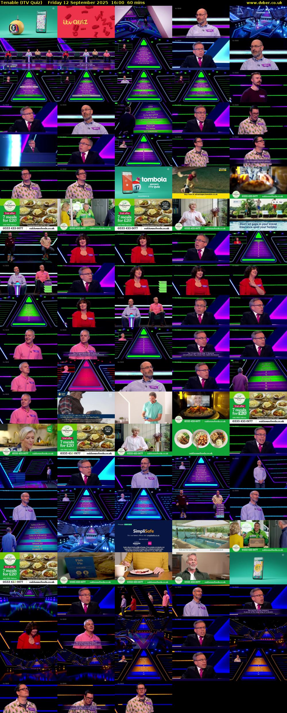 Tenable (ITV Quiz) Friday 12 September 2025 16:00 - 17:00