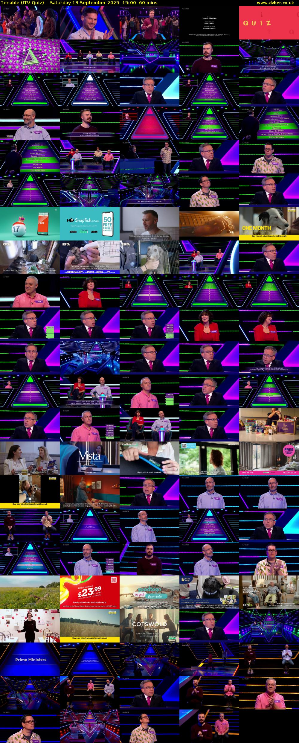 Tenable (ITV Quiz) Saturday 13 September 2025 15:00 - 16:00