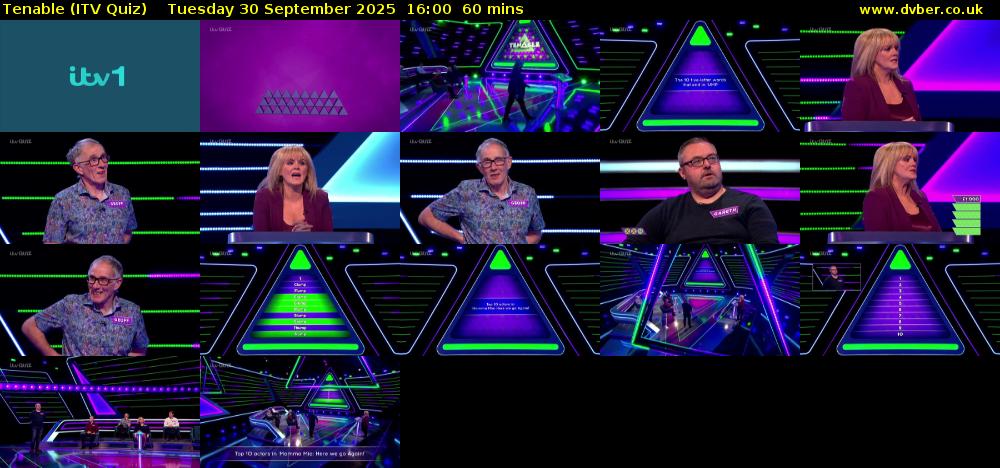 Tenable (ITV Quiz) Tuesday 30 September 2025 16:00 - 17:00