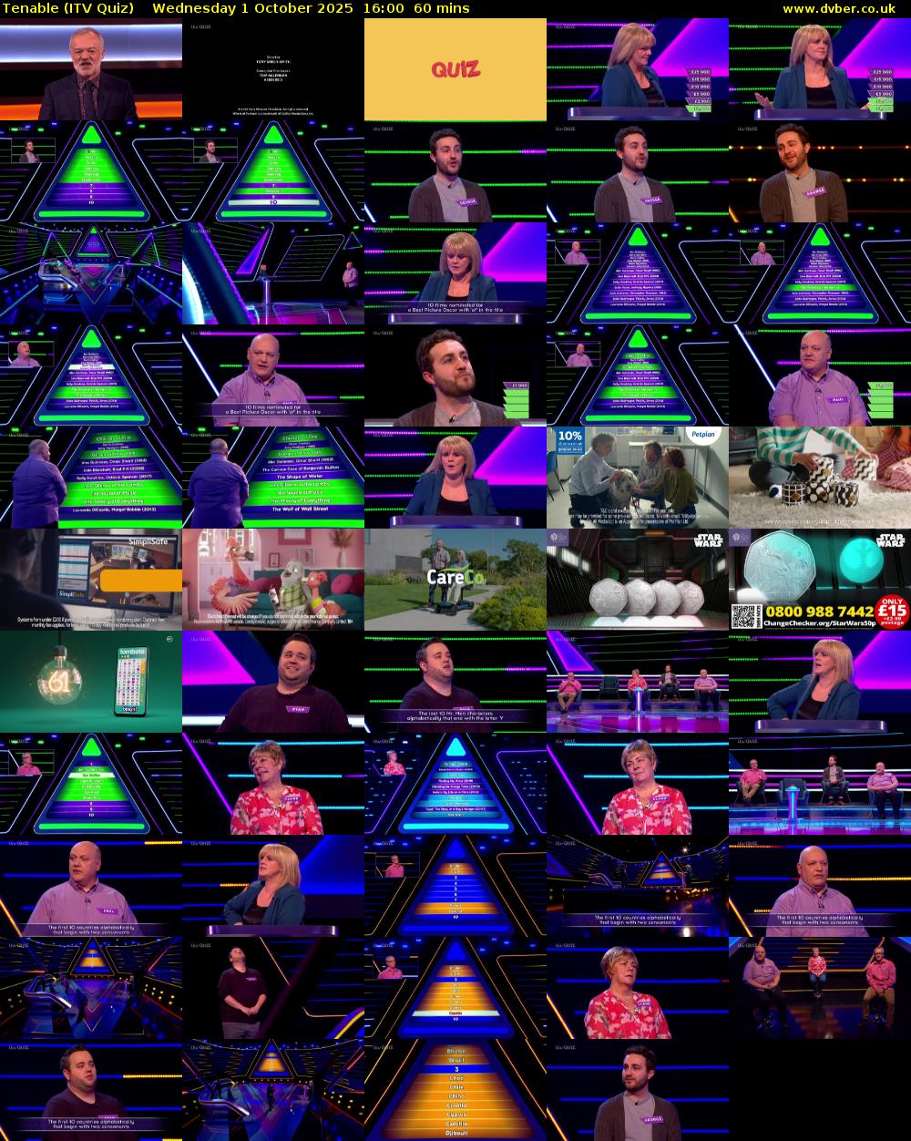 Tenable (ITV Quiz) Wednesday 1 October 2025 16:00 - 17:00