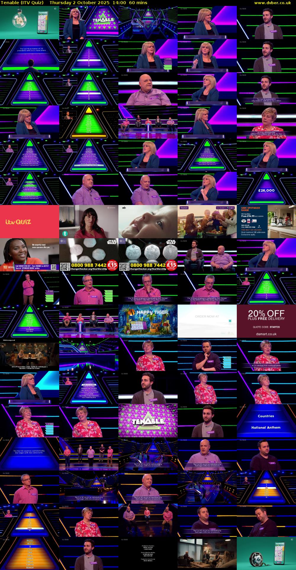 Tenable (ITV Quiz) Thursday 2 October 2025 14:00 - 15:00