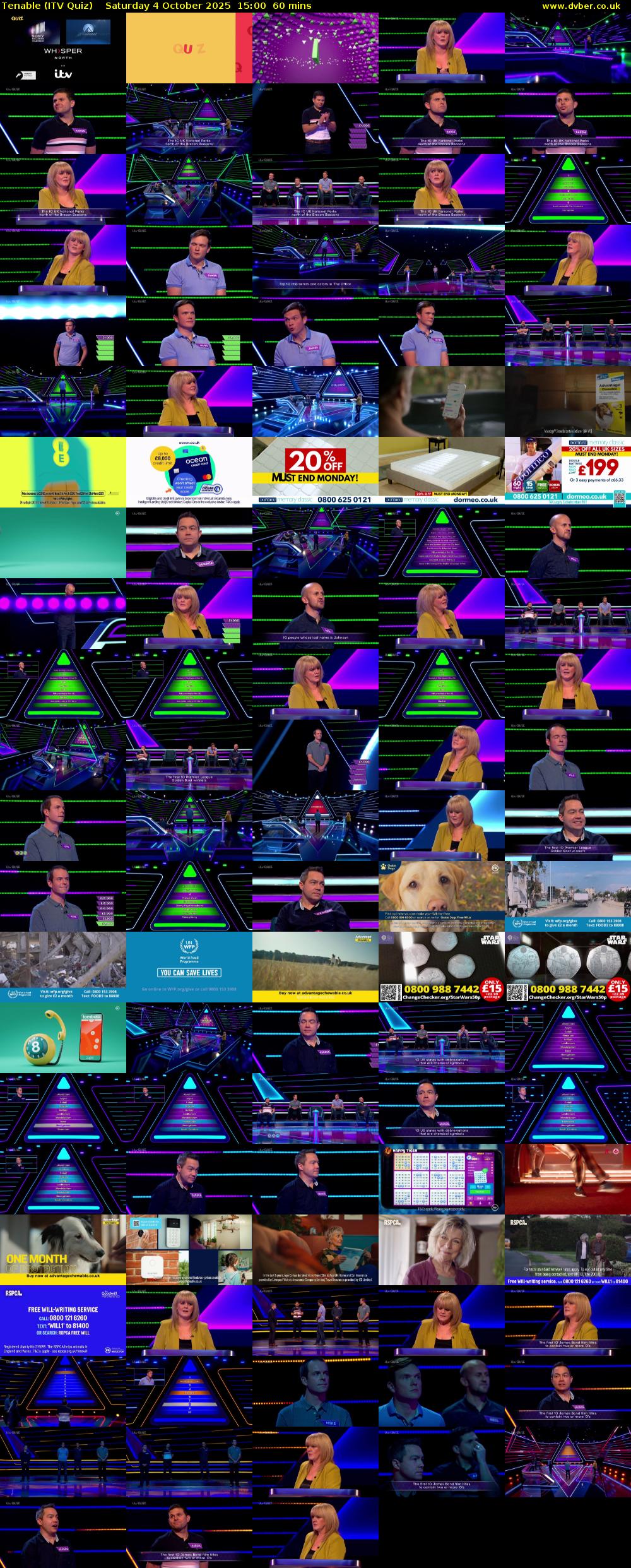 Tenable (ITV Quiz) Saturday 4 October 2025 15:00 - 16:00