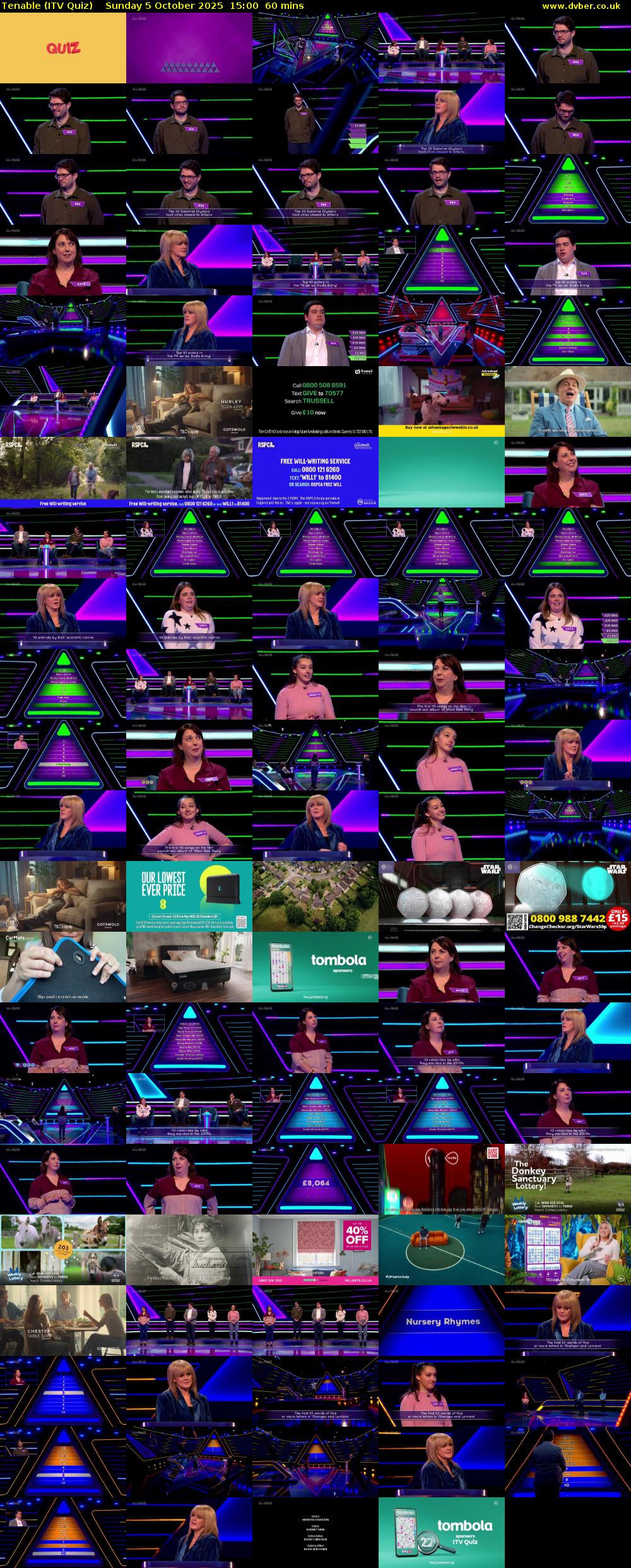 Tenable (ITV Quiz) Sunday 5 October 2025 15:00 - 16:00