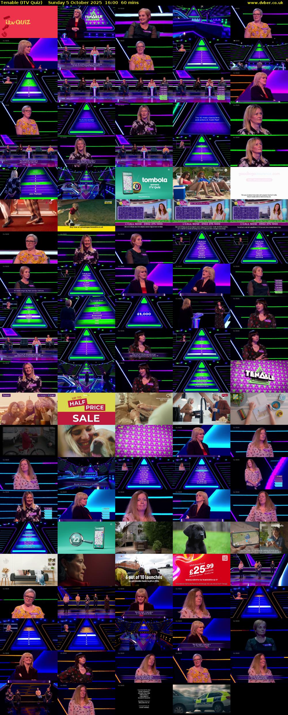 Tenable (ITV Quiz) Sunday 5 October 2025 16:00 - 17:00