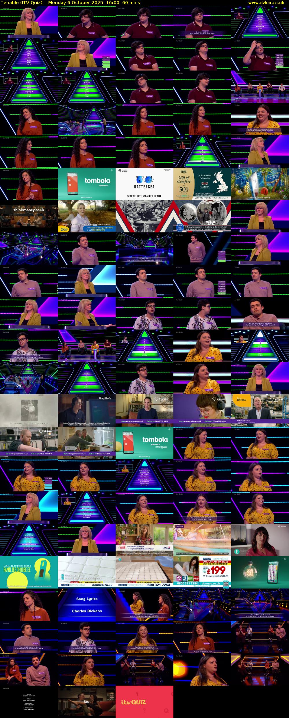 Tenable (ITV Quiz) Monday 6 October 2025 16:00 - 17:00