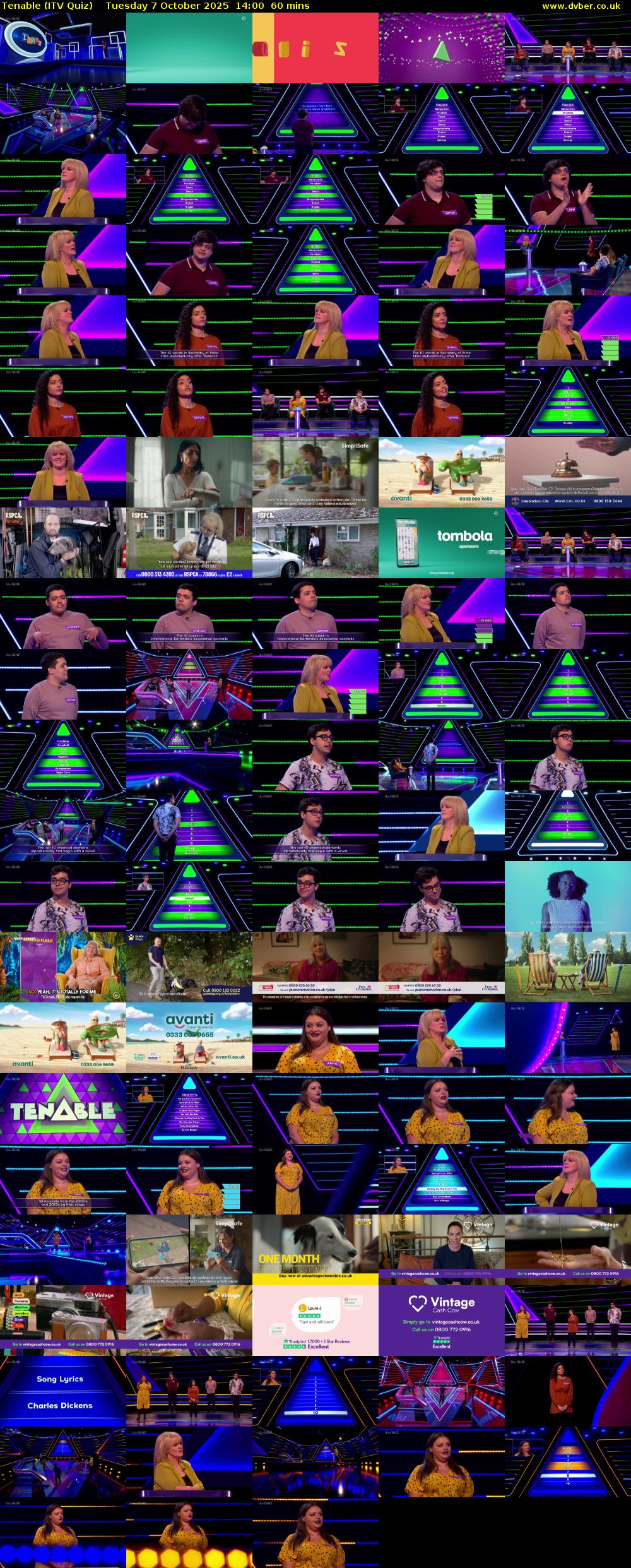 Tenable (ITV Quiz) Tuesday 7 October 2025 14:00 - 15:00