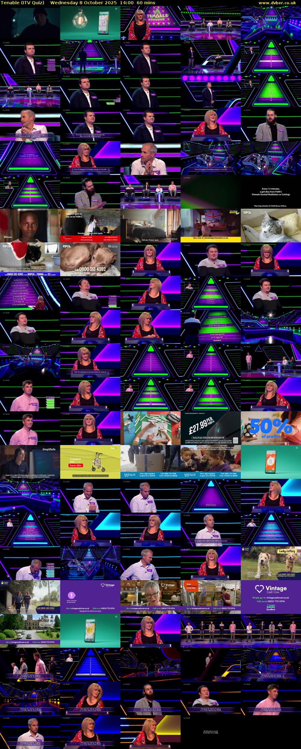 Tenable (ITV Quiz) Wednesday 8 October 2025 14:00 - 15:00