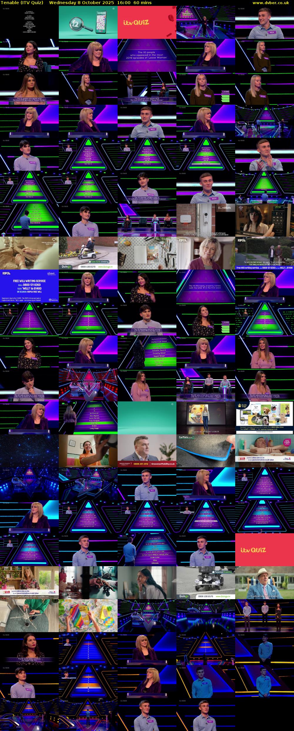 Tenable (ITV Quiz) Wednesday 8 October 2025 16:00 - 17:00