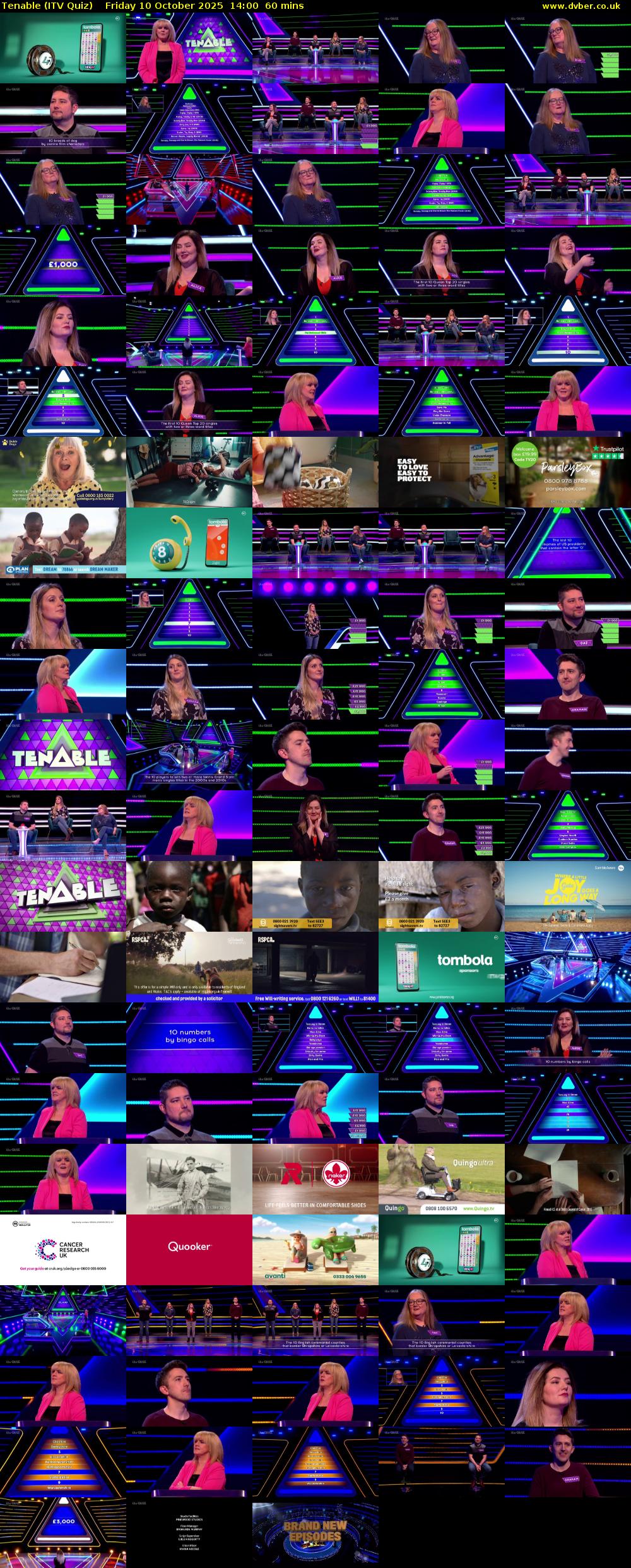 Tenable (ITV Quiz) Friday 10 October 2025 14:00 - 15:00