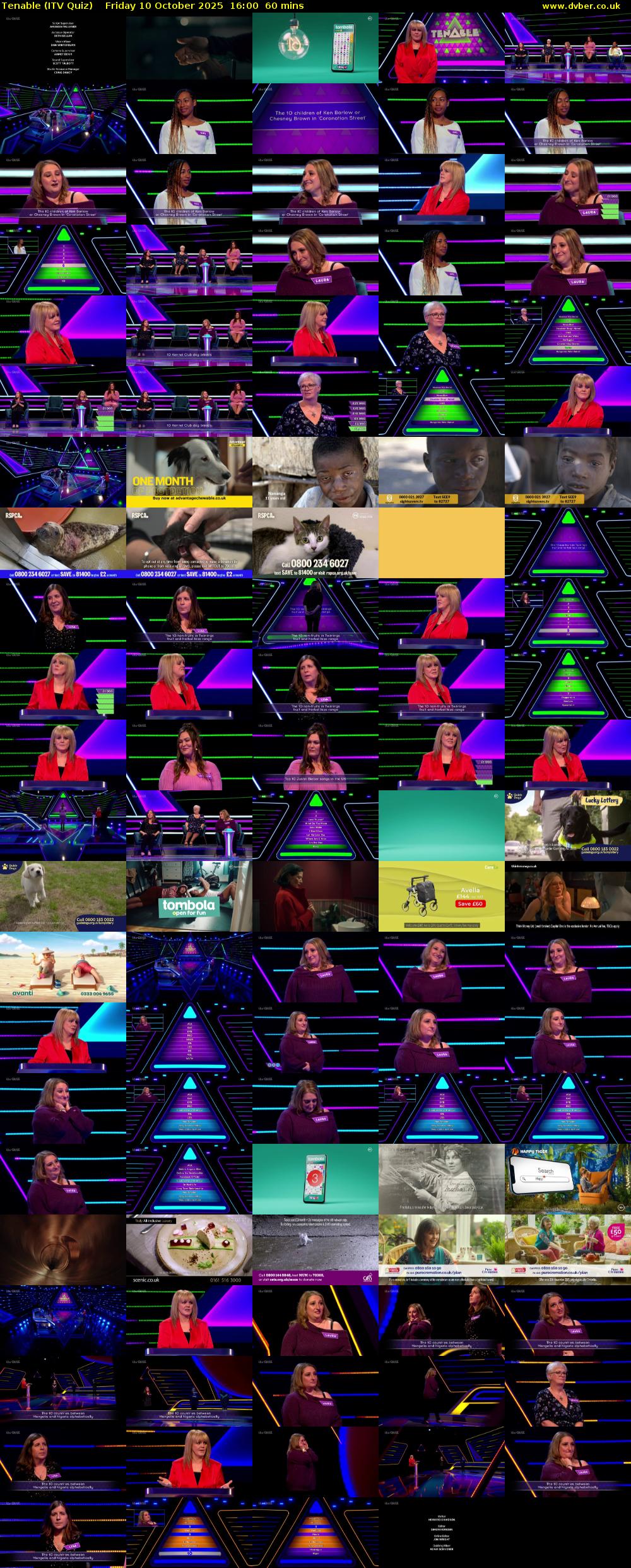 Tenable (ITV Quiz) Friday 10 October 2025 16:00 - 17:00
