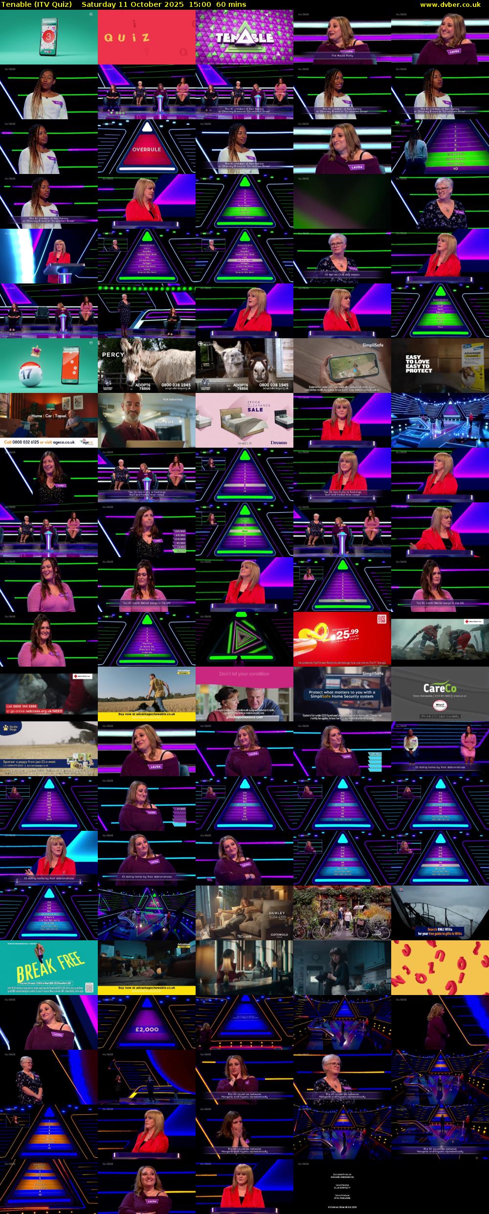 Tenable (ITV Quiz) Saturday 11 October 2025 15:00 - 16:00