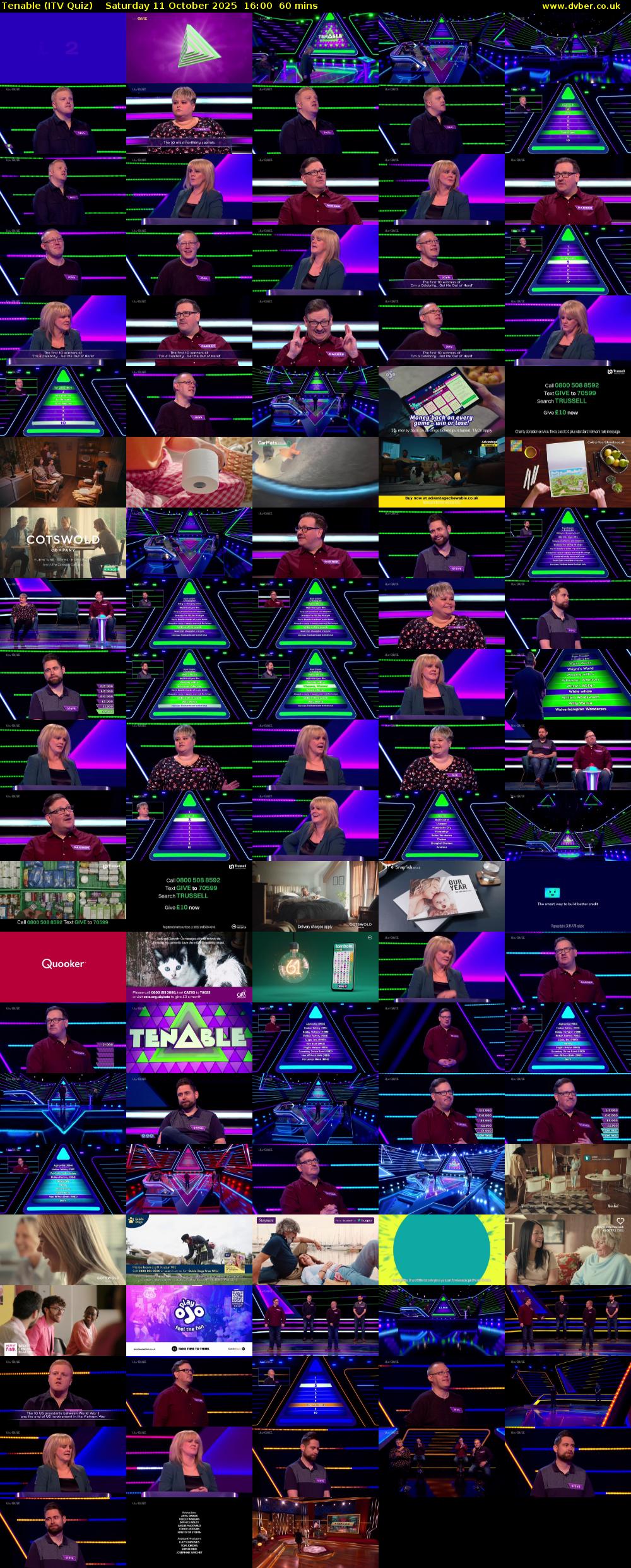 Tenable (ITV Quiz) Saturday 11 October 2025 16:00 - 17:00