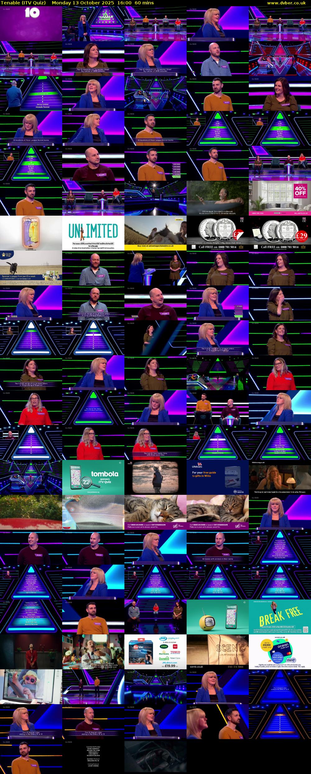 Tenable (ITV Quiz) Monday 13 October 2025 16:00 - 17:00