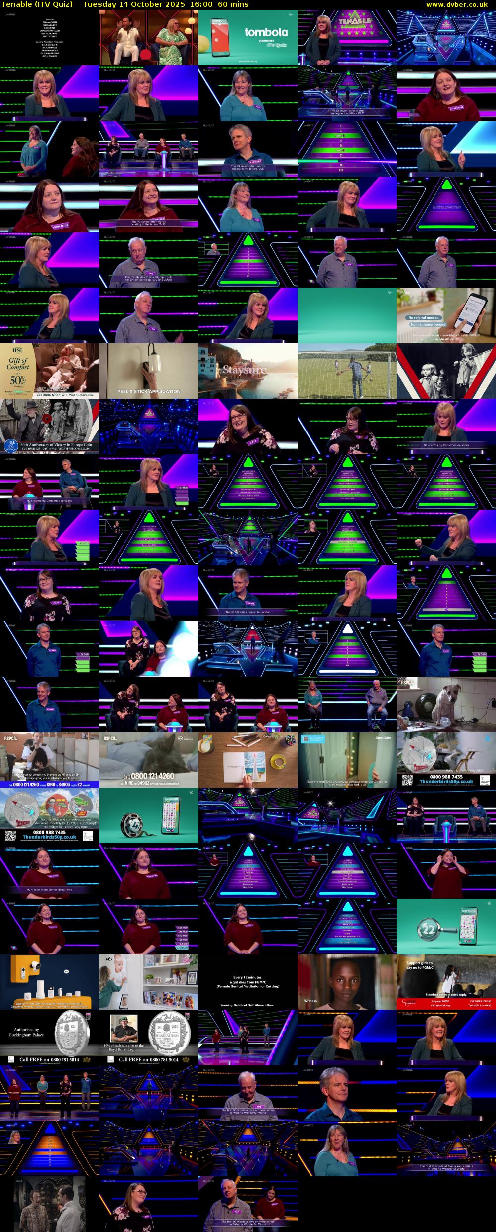 Tenable (ITV Quiz) Tuesday 14 October 2025 16:00 - 17:00