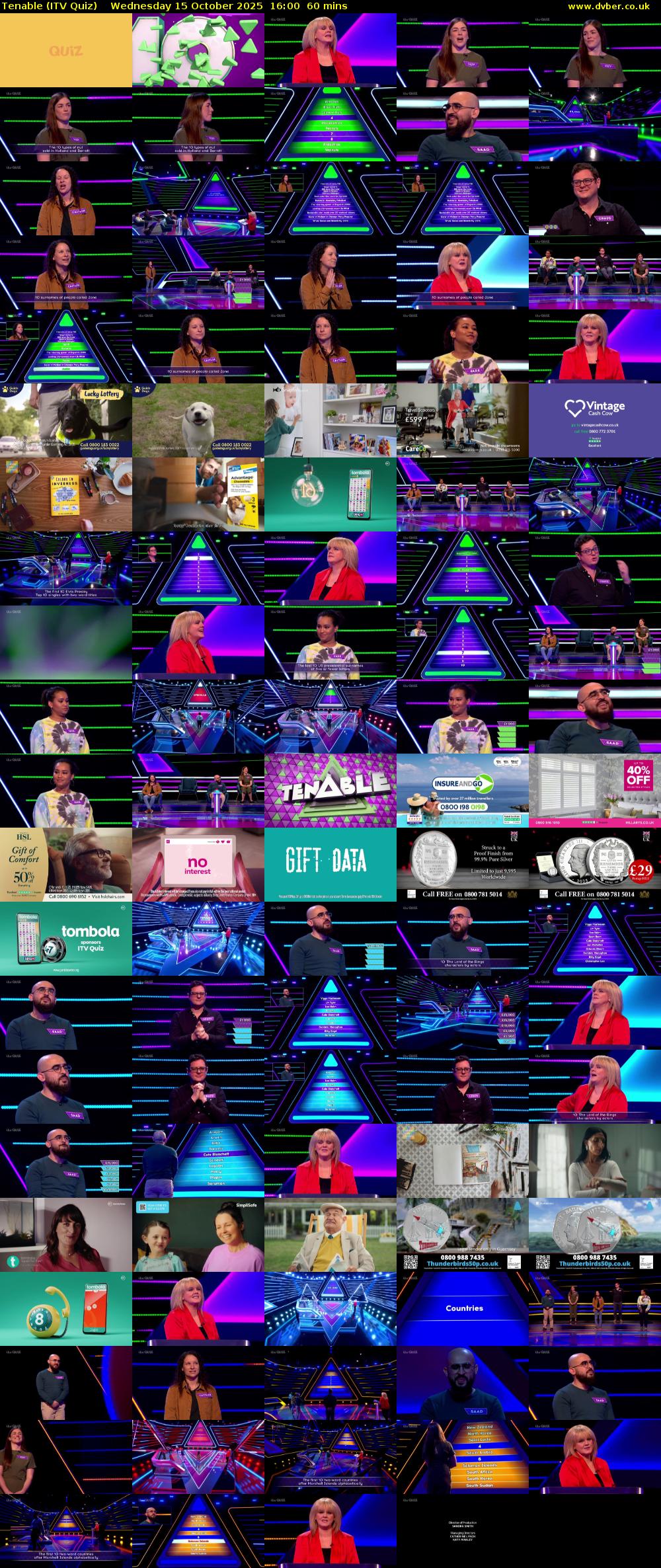 Tenable (ITV Quiz) Wednesday 15 October 2025 16:00 - 17:00