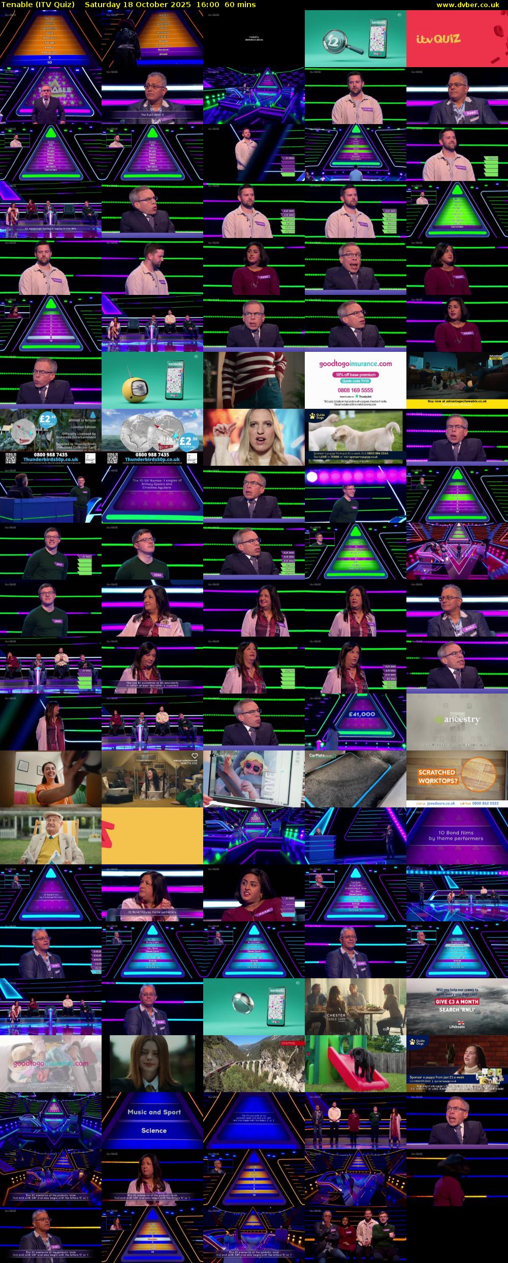 Tenable (ITV Quiz) Saturday 18 October 2025 16:00 - 17:00