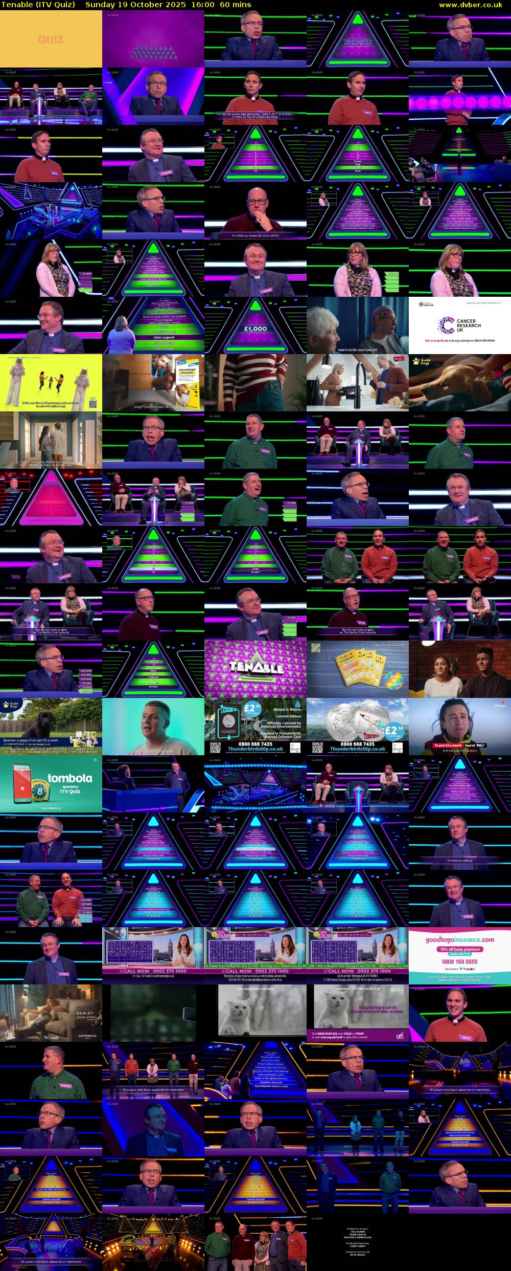 Tenable (ITV Quiz) Sunday 19 October 2025 16:00 - 17:00