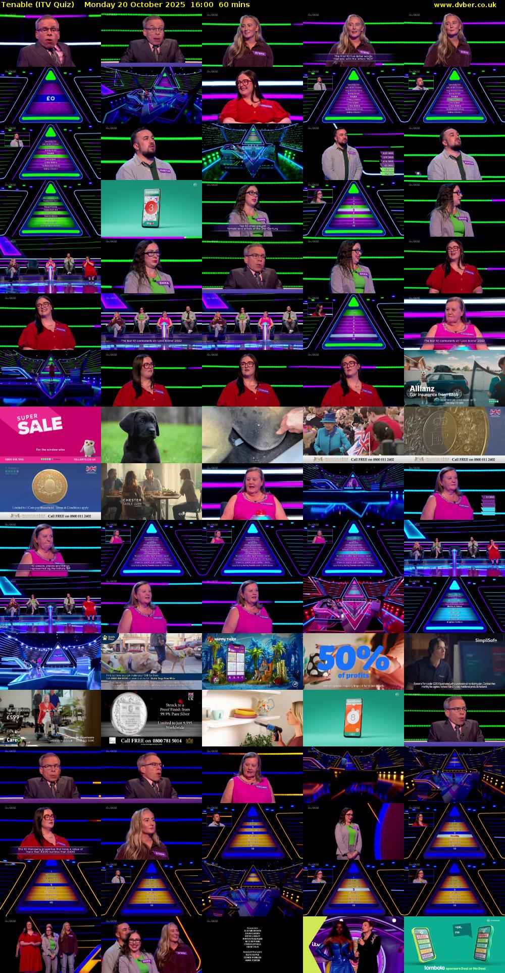 Tenable (ITV Quiz) Monday 20 October 2025 16:00 - 17:00