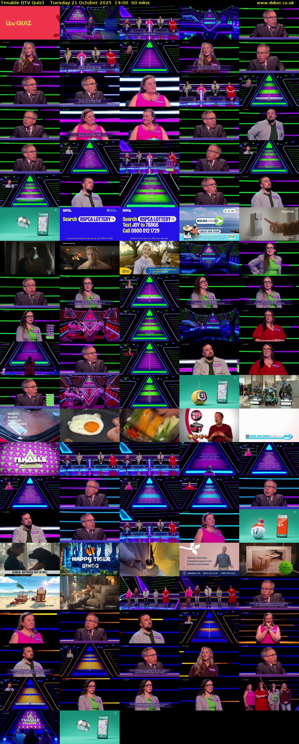 Tenable (ITV Quiz) Tuesday 21 October 2025 14:00 - 15:00