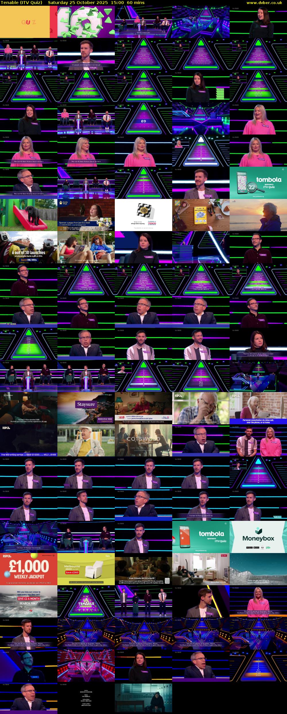 Tenable (ITV Quiz) Saturday 25 October 2025 15:00 - 16:00