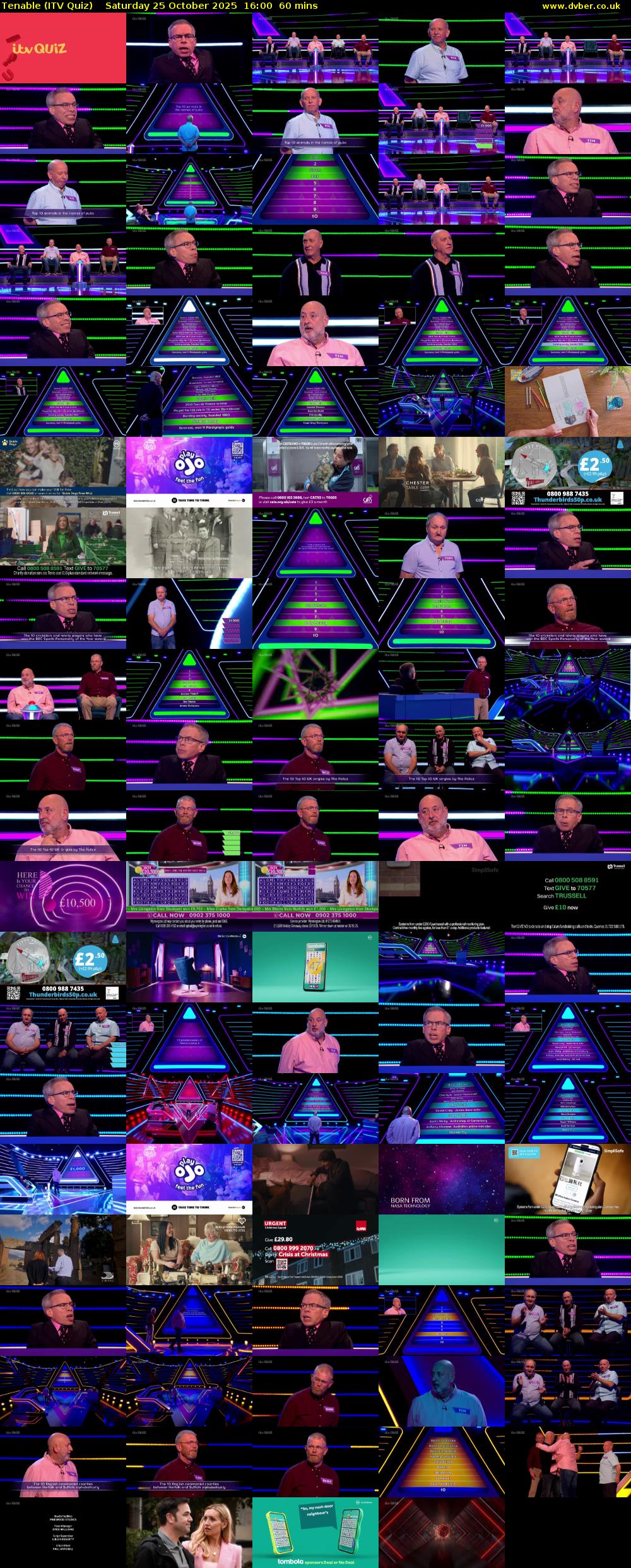 Tenable (ITV Quiz) Saturday 25 October 2025 16:00 - 17:00