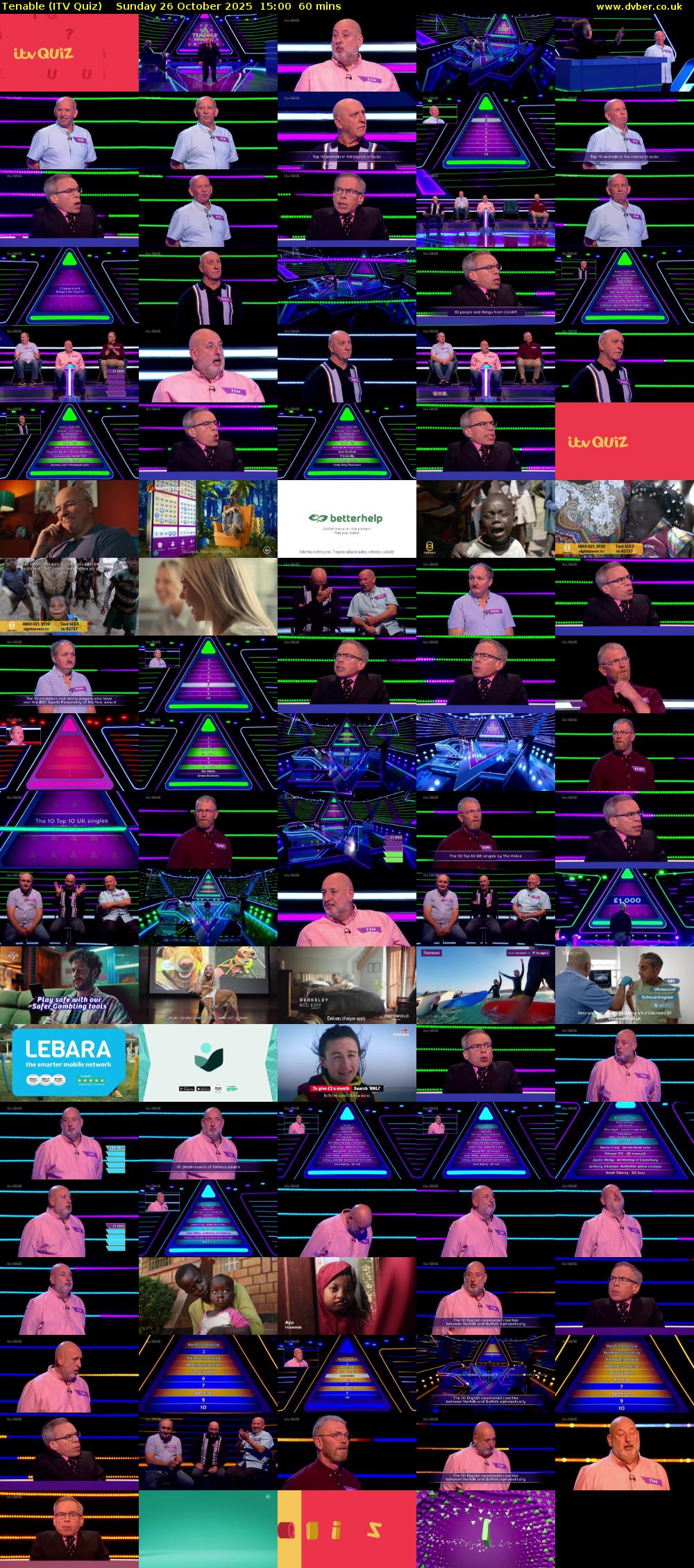 Tenable (ITV Quiz) Sunday 26 October 2025 15:00 - 16:00