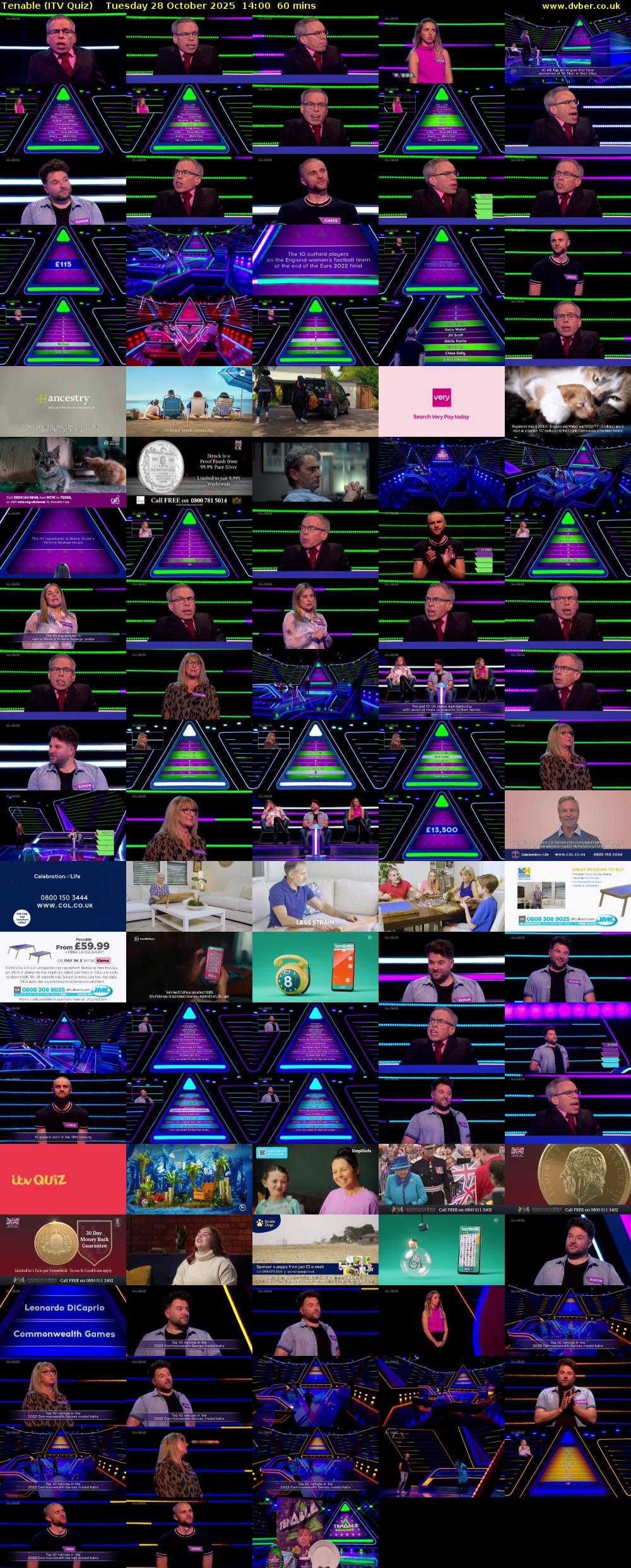 Tenable (ITV Quiz) Tuesday 28 October 2025 14:00 - 15:00