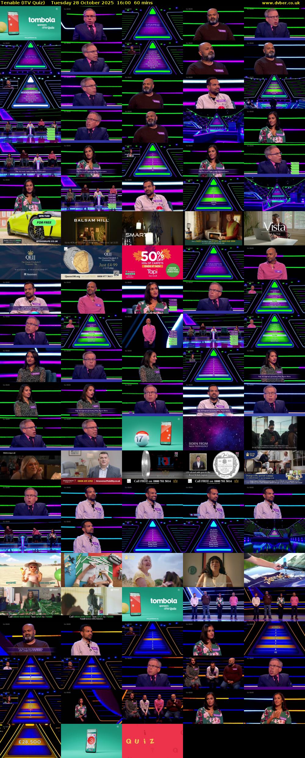 Tenable (ITV Quiz) Tuesday 28 October 2025 16:00 - 17:00